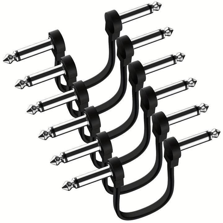 Paquete de 6 Cables para Pedales de Guitarra SONICAKE de 15cm (6 Pulgadas) - Conectores en Forma de L 24AWG, Aislamiento TPE Anti-Ruido, Connectores TS 1/4" para Tableros de Efectos y Amplificadores, Accesorios para Pedales de Guitarra, Transmisión de Se