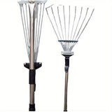 1 pieza de rastrillo de jardín ajustable de gran resistencia con cabeza expansible - Rastrillo de jardín plegable para césped, camping, arbustos y ro - Mango negro, no necesita baterías, rastrillo de jardín expansible, herramienta de cuidado de césped, m