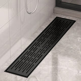 1 desagüe rectangular lineal para baño y ducha, grueso y resistente, con recolector de cabello, material resistente a olores, fácil de limpiar, acabado metálico elegante, construcción duradera