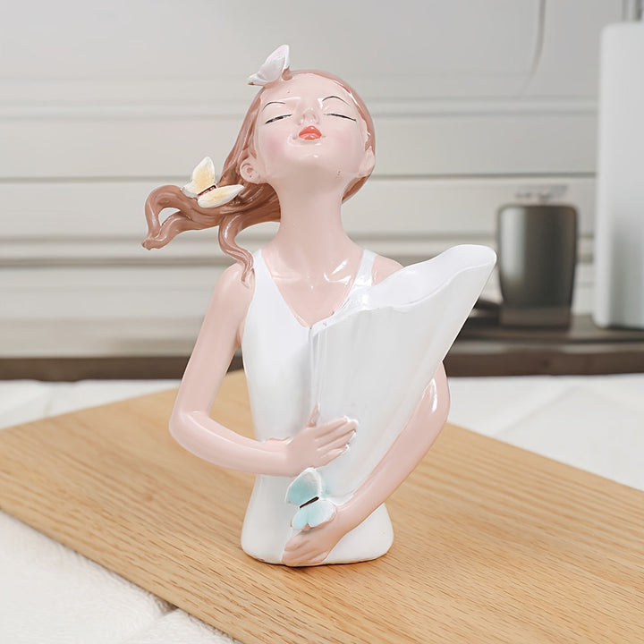 Decoración de Vaso de Chica Mariposa, Estatua de Resina de Estilo Clásico, Tema de Amor, Tamaño Múltiple, Adecuado para Navidad, Halloween, Año Nuevo, Día de San Valentín, Decoración Universal de Fiestas, No Requiere Energía