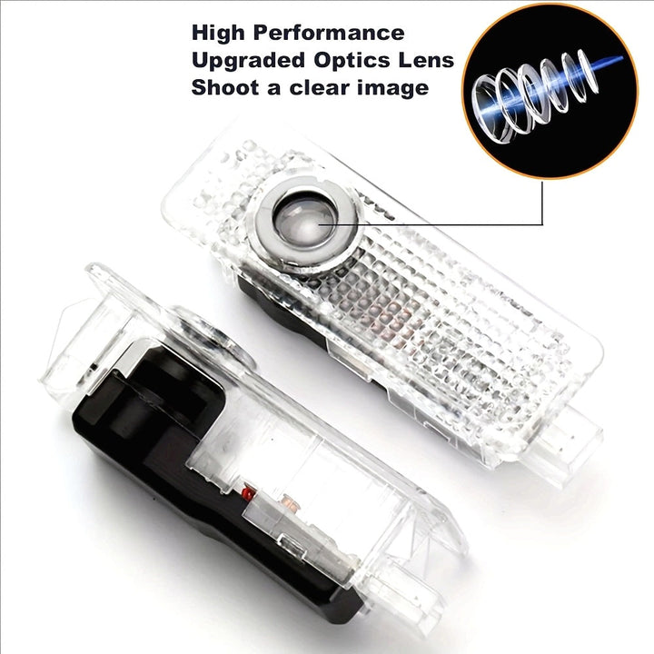 Proyector de Luz para Puerta LED BMW 2 piezas - Lámpara de Láser Transparente y Negra Luces de Cortesía para Matrícula, Accesorios Automotrices, 12-24V, Iluminación de Puertas de Coche | Carcasa Transparente | Luces Fáciles de Instalar, Proyector de Luz