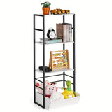 Librería de Madera Blanca Versátil de 4 Niveles & Organizador de Juguetes - Montaje Fácil, Estructura Metálica para Almacenamiento en el Hogar