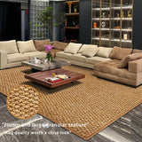 1 pieza, alfombra circular de piña de jute falso versátil, alfombra rectangular marrón grande para el salón, con una rica textura con partículas grandes, sensación de alta calidad, pesa 1250 gramos por metro cuadrado, adecuada para decorar sofás de salón