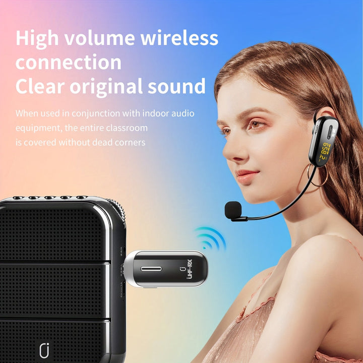 JYX Auriculares inalámbricos recargables con micrófono y amplificador de voz - Carga USB, conector de 3,5 mm, ideal para enseñar, entrenar, fitness, orientación, discursos, karaoke, cantar, mejora del karaoke.