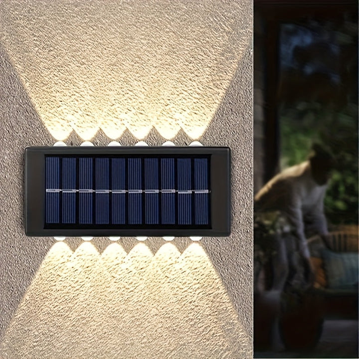 Juego de 6, 8 o 10 luces solares para pared con 12 LED, ideal para jardín, exterior, patio y garaje
