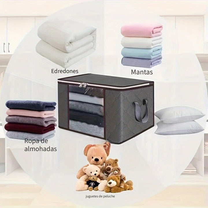 6 piezas Bolsas de almacenamiento extra grandes, organizador de ropa plegable duradero para ropa de cama, mantas, almohadas y juguetes, tejido de polipropileno grueso, con cremallera y tapa, asas reforzadas, para no necesitar electricidad, Otro (organiza