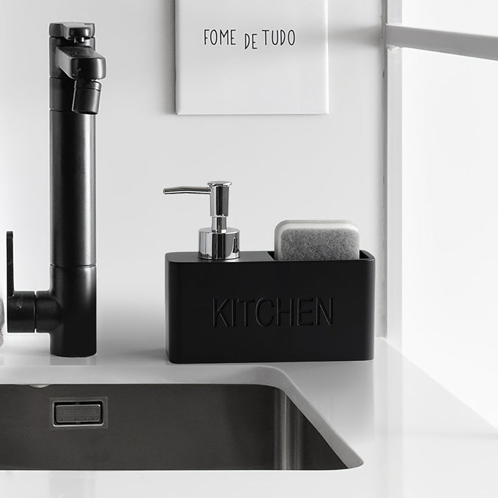 Dispensador de jabón multifuncional, botella de loción con portaesponja, dispensador de jabón líquido para baño, botella recargable práctica para lavabo, accesorios de baño