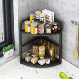 Organizador de Especias de Cocina de 2 Niveles en Acero Inoxidable y Madera Sólida - Estantería Abierta Independiente para Encimera, Rincón o Despensa - Diseño Clásico, Sin Montaje Necesario, Unidad de Almacenamiento para Cocina, Estante de Esquina, Cons