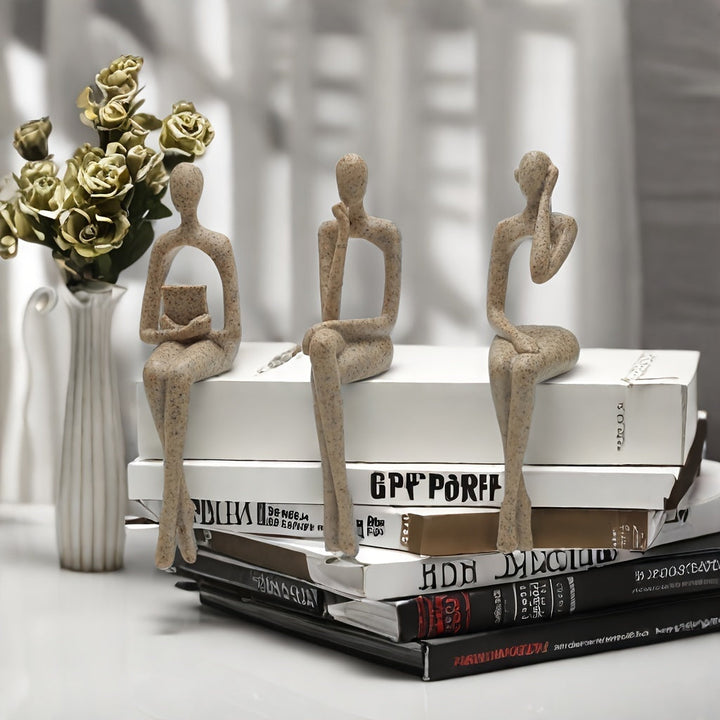 3 piezas de pensador de arenisca europea, exhibidor de colgantes, decoración de armario, figura abstracta, decoración avanzada de lujo, hogar, sala de estar, decoración de mesa.