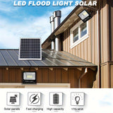 1pc Faro de inundación solar con control remoto, iluminación LED exterior regulable, ABS y vidrio, montaje semi empotrado, acabado pulido, impermeable, sensor de infrarrojos, alimentado por energía solar con batería de litio, panel fotovoltaico no extraí