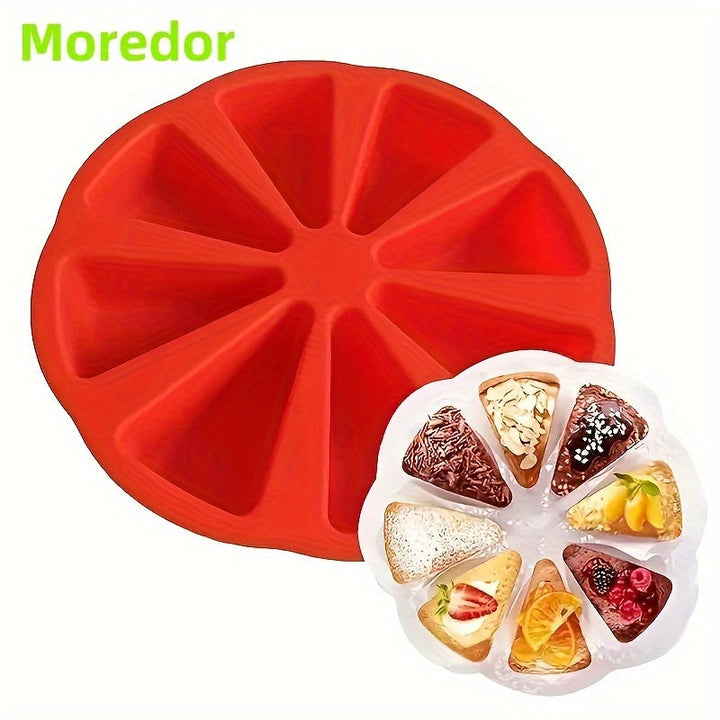 1pc Molde de Silicona, Molde de Horneado de Silicona Antiadherente Fácil de Desmoldar, Molde de Pastel de Porción con 8 Ranuras Triangulares para Brownies, Muffins, Cheesecake, Pan de Maíz, Herramientas Manuales de Cocina para Horno