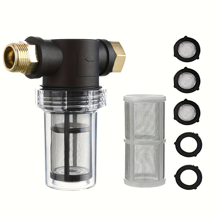 2 piezas de filtro de entrada de manguera de jardín, 100 malla y 40 malla de pantalla, 2 piezas de anillo O y 3 piezas de lavadora de filtro de manguera, material PP, accesorio de lavadora de sedimentos para limpieza al aire libre