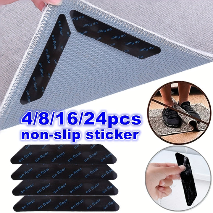 4/8/16/24pcs Pegatinas Antideslizantes Reutilizables para Alfombras - Agarraderas Lavables para Suelos Seguros, Forma Trapezoidal, Diseño Ajustable, Evita que las Alfombras se Muevan y Rueden, Ideal para el Hogar, Oficina, Porche y Más, Estabilizador de
