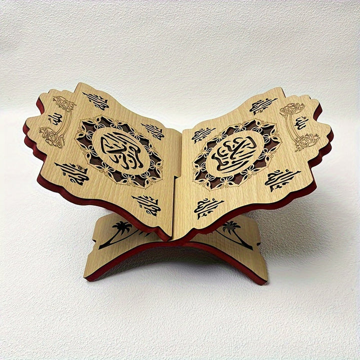 Elegante Estantería de Madera - Plegable, Exhibición Multiusos para Libros Clásicos y Textos Religiosos - Perfecta para Decoración de Hogar y Oficina, Ideal para Eid Al-Fitr, Celebraciones del Año Nuevo Islámico