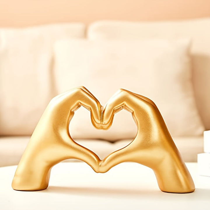 [Corazón de Resina Escultura de Dedo] Escultura de Dedo en Forma de Corazón de Resina - Estatua de Gesto de Amor Encantador para Decoración del Hogar y Oficina - Perfecto para Estantes, Mesas de Café y Libreros