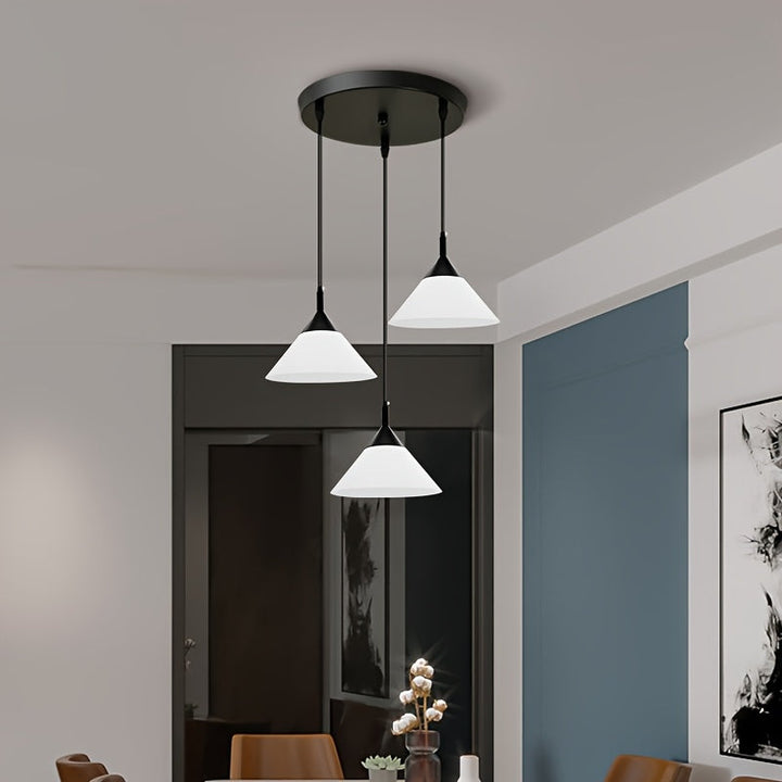 1 Unidad, Luz de Colgante de Tres Cabezas Moderna, Colgante de Plástico, Con Alambre de Suspensión Ajustable, Adecuado para Comedor, Dormitorio, Sala de Estar, Bar, Balcón, Estudio, Lugares Interiores, Utiliza Base E27, No Incluye Bombilla