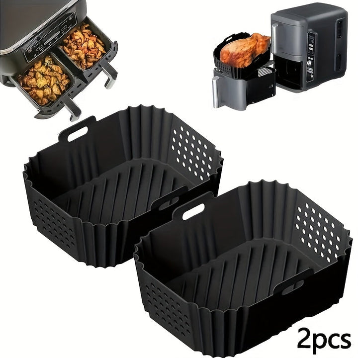 1/2 piezas de revestimiento de silicona para freidora Ninja SL401 SL400 doble capa XL con 2 cestas, bandeja reutilizable antiadherente para horno, olla de silicona fácil de limpiar para freidora, adecuada para accesorios de freidora