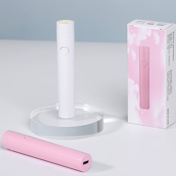 Lámpara de uñas compacta para uso portátil, con 3 cuentas, recargable por USB, adecuada para manicuras en casa - Material plástico, sin formaldehído, secador de uñas.