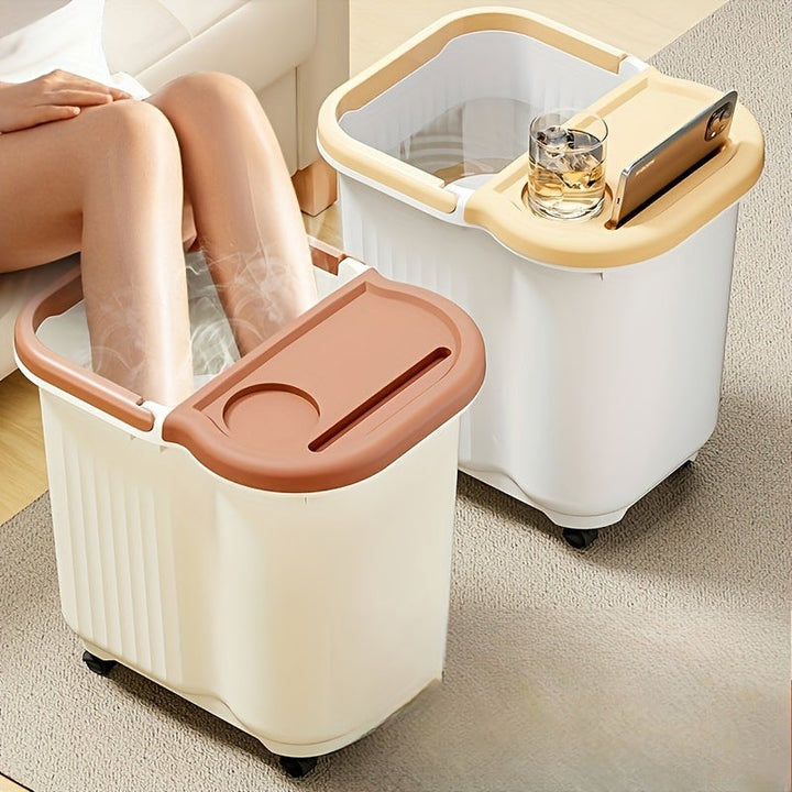 1pc Esenciales de Invierno Cubeta de Baño de Pies de Plástico con Función de Masaje, Tamaño Grande, Alto y Material Grueso, Sin Requerimiento de Electricidad