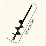 1 pieza de taladro de jardín de acero al carbono negro, taladro de tierra portátil sin enchufar para plantar, herramienta eficiente para cavar semillas y verduras, no requiere ensamblaje.