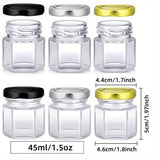 32pcs Mini Tarros de Vidrio Hexagonales con Tapas Metálicas de Rosca, Contenedores Herméticos de 1.5oz para Miel, Mermelada, Especias, Recuerdos de Boda, Manualidades DIY - Grado Alimenticio, No Necesita Electricidad