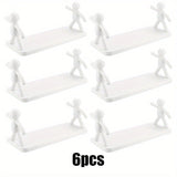 2/3/4/6 piezas, linda estantería de almacenamiento para pared para hombres pequeños de color blanco/gris - sin taladrar, instalación fácil, fuerte y duradera, muy adecuada para la organización del baño y la cocina, almacenamiento de cosméticos, decoració