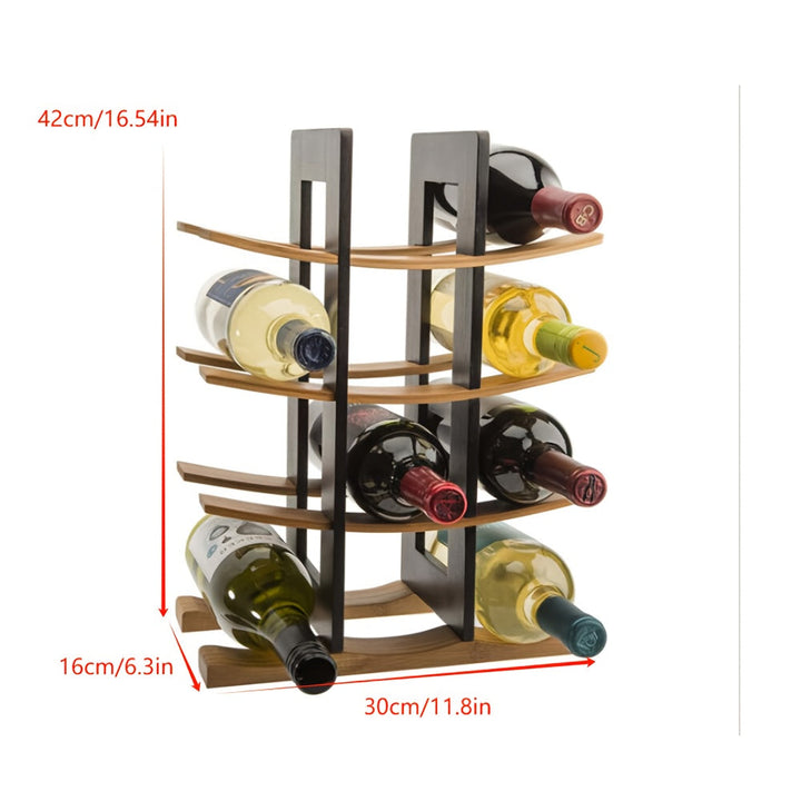 Estantería de botellas de madera apilable, diseño simple negro y marrón, soporte independiente desmontable, para salón, cocina con decoración de habitación