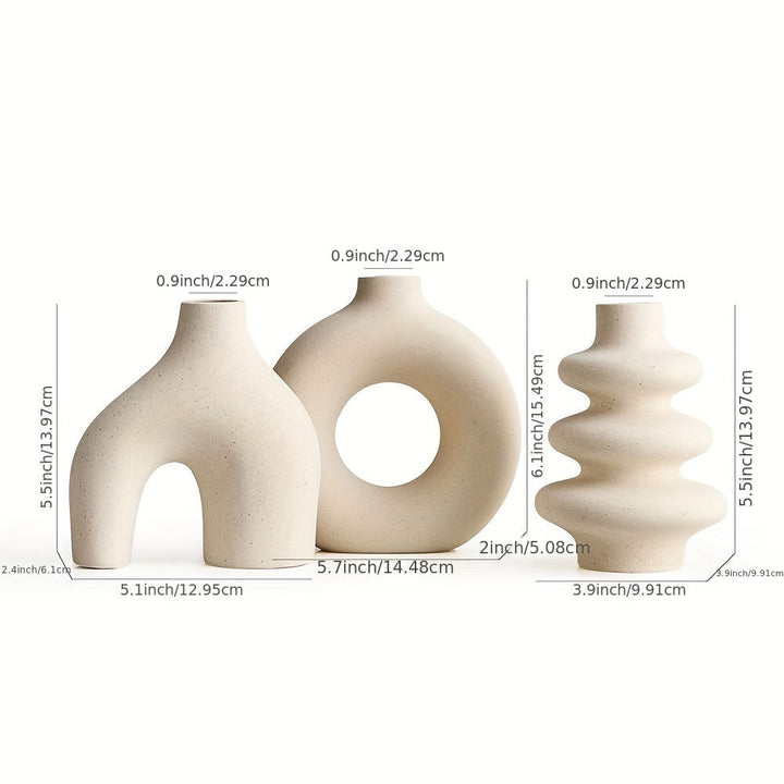 3 piezas Conjunto de jarrones de cerámica blanco leche para decoración para salón, dormitorio y oficina