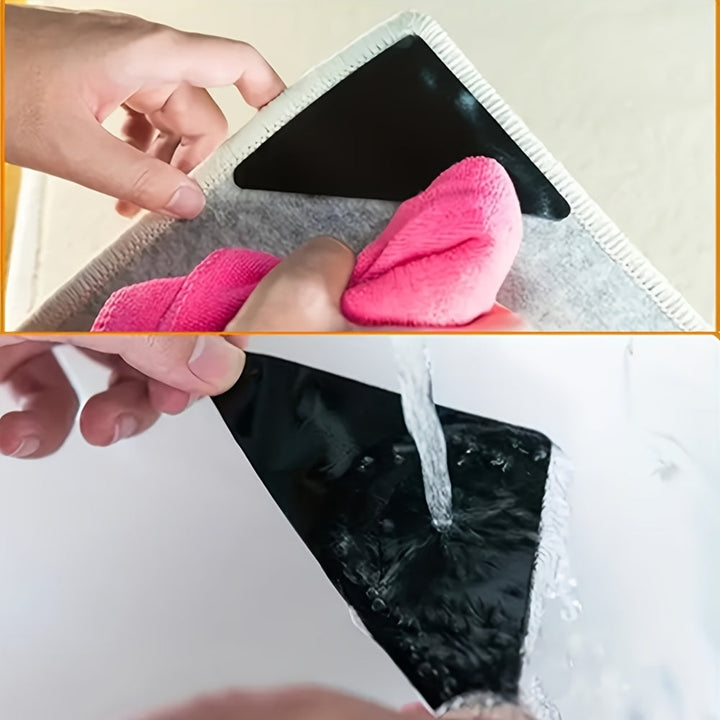 4/8/16/24 piezas de pegatinas de alfombra reutilizables, pegatinas de alfombra lavables antideslizantes, alfombra de esquina de madera dura, previene que las alfombras se muevan y se enrollen los bordes, pegatina de alfombra de forma triangular que se pu