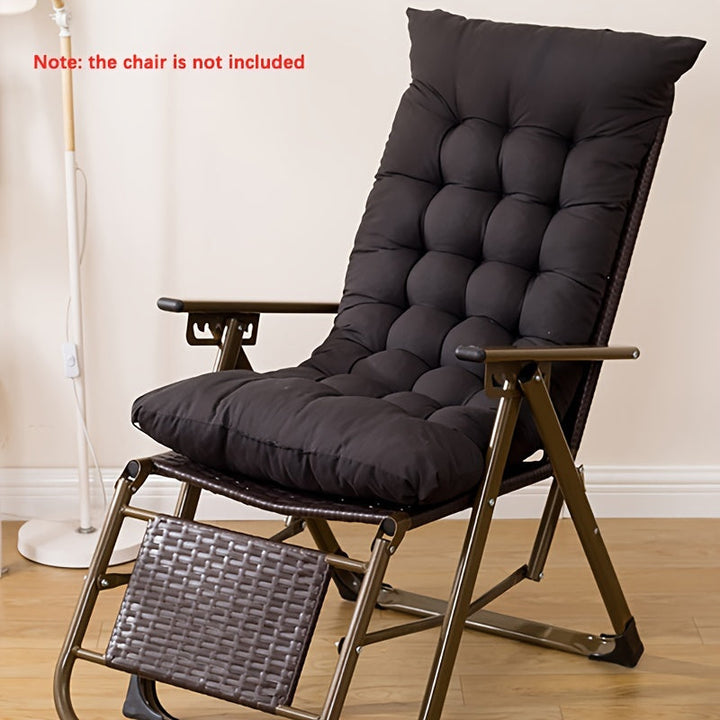 1 cojín negro para silla reclinable, tela de poliéster suave con acabado cepillado, relleno grueso de PP, transpirable y cómodo para sentarse por mucho tiempo, tamaño L (silla no incluida), almohadilla portátil para silla, funda mullida, material transpi