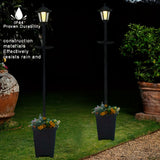 Comedero para pájaros solar retro con maceta inferior, ideal para decoración de jardín, lámpara solar creativa de doble nivel para ambiente exterior