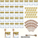 Conjunto de 20/30/50/60 frascos de miel, frascos de miel de vidrio transparente de 45 ml/1,52 oz, frascos de vidrio hexagonales con tapas, recipientes de almacenamiento de cocina para miel, mermelada y conservas, envases de regalo de vidrio sellados