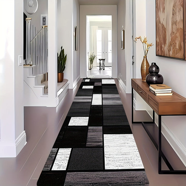 1 alfombra minimalista con diseño geométrico antideslizante para entrada, pasillo, estudio o balcón
