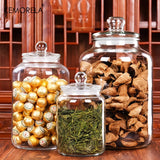 1pc KEMORELA Tarro de almacenamiento de vidrio con tapa de apertura - Multiusos, seguro para congelador, seguro para lavavajillas, contenedor redondo para granos de café, pasta, dulces, comida para perros, bocadillos - No se necesita electricidad