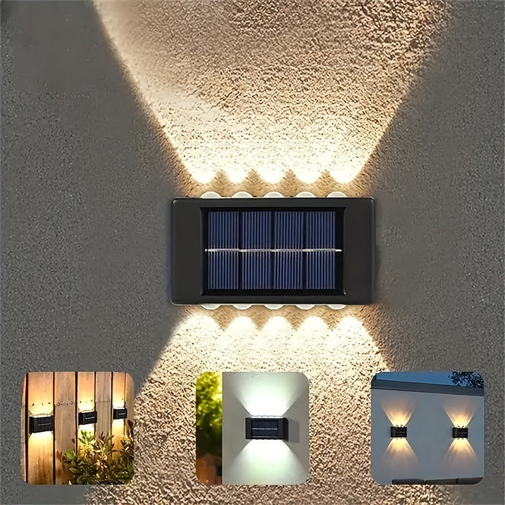 6 piezas, luz solar para pared exterior con 10 LED, espejo convexo, iluminación exterior, luz decorativa para pared, luz LED para paisajismo, ideal para exteriores, patio, villa, cerca, terraza, jardín