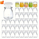 10 frascos de vidrio transparente de 4 oz con tapas de PE, recipientes reutilizables para yogur, pudín, leche, mermelada, jalea, mousse y miel, botes redondos con tapa abatible para organización de cocina, marca KHLOEE