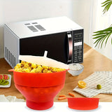 Preparador de Palomitas para Microondas - Tazón de Silicona, Diseño Plegable, Apto para Lavavajillas y Microondas, Gran Capacidad de 3L, Sin PVC Tóxico, Ahorra Espacio para Hogar, Fiestas y Noches de Película - Rojo, Ideal para Uso Familiar, Máquina de P