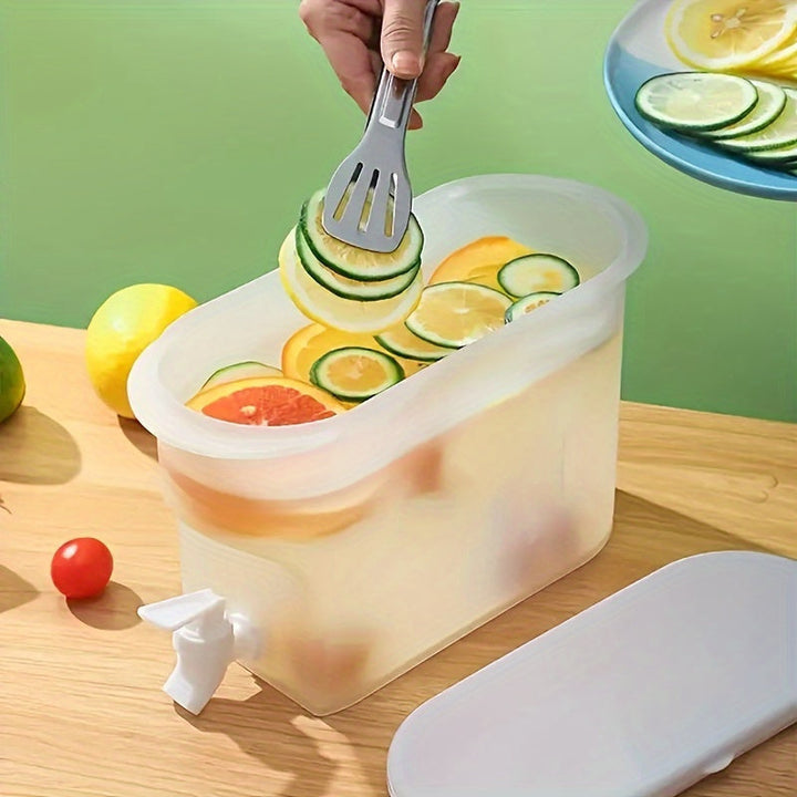 Botella de agua fría de refrigerador de gran capacidad con grifo - Cubo de bebidas resistente a altas temperaturas, adecuado para té helado, jugo y refresco, perfecto para cocina y bar, diseño impermeable, grifo fácil de verter, multiusos, regalo ideal p