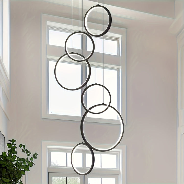 1pc Lámpara de Techo LED Moderna con Diseño Ajustable en Forma de Anillo para Sala de Estar, Dormitorio, Comedor - Ideal para Hogar, Oficina, Restaurante, Vestíbulo de Hotel, Salón de Exposiciones - Con Cableado Fijo