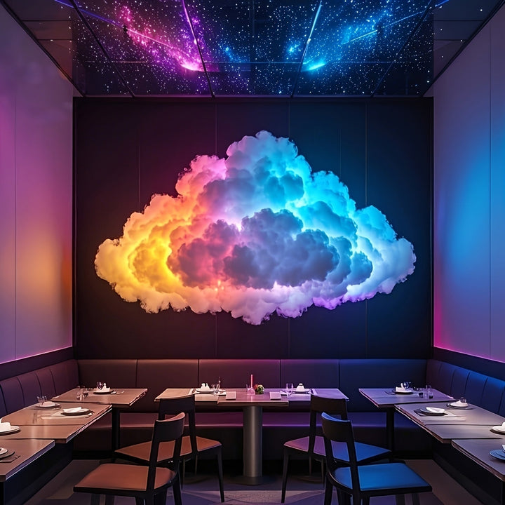 AJK Lámpara Inteligente 3D Nube Trueno con Sincronización Musical - Iluminación RGB LED de Simulación Tormenta, Lámpara Ambiental USB para Sala de Juegos, Cine en Casa, Decoración Halloween/Navidad, Luz LED en Forma de Nube con Efectos de Rayos, Ambiente