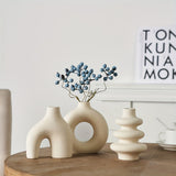 3 piezas Conjunto de jarrones de cerámica blanco leche para decoración para salón, dormitorio y oficina