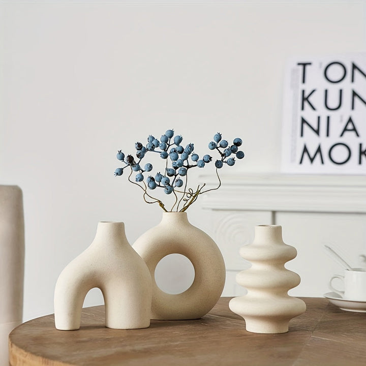3 piezas Conjunto de jarrones de cerámica blanco leche para decoración para salón, dormitorio y oficina