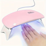 50 Piezas de Lámpara Portátil Mini para Uñas con 6 Bombillas LED - Secador de Gel Plegable USB, Secado Rápido en 60s para Manos y Pies, Diseño Rosa y Blanco para Salón y Hogar