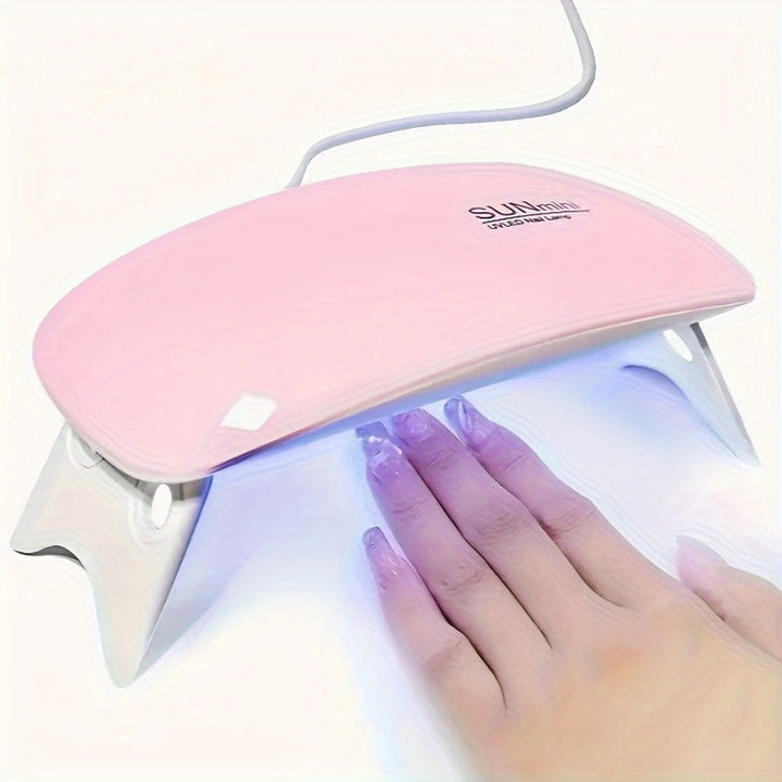 50 Piezas de Lámpara Portátil Mini para Uñas con 6 Bombillas LED - Secador de Gel Plegable USB, Secado Rápido en 60s para Manos y Pies, Diseño Rosa y Blanco para Salón y Hogar