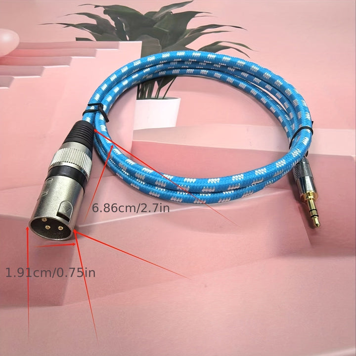 Adaptador de Cable Desequilibrado de 3.5mm a XLR, 3 pies, Conector Macho de Mini Jack Estéreo de 1/8" a XLR, Bañado en Oro, 22AWG, Redondo, Conector Macho-a-Macho para Teléfonos Móviles, Portátiles, Altavoces, Mezcladores