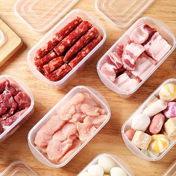 8 piezas de recipientes transparentes para almacenar alimentos de 750 ml con marcas de medición, tapas, apilables, reutilizables, ideales para granos, carne, frutas y verduras, juego de organización y almacenamiento para cocina