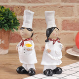 Adorno de pareja de chefs al estilo europeo, hecho de resina, adecuado para la decoración de mesas en cocinas de restaurante, panaderías y cafeterías