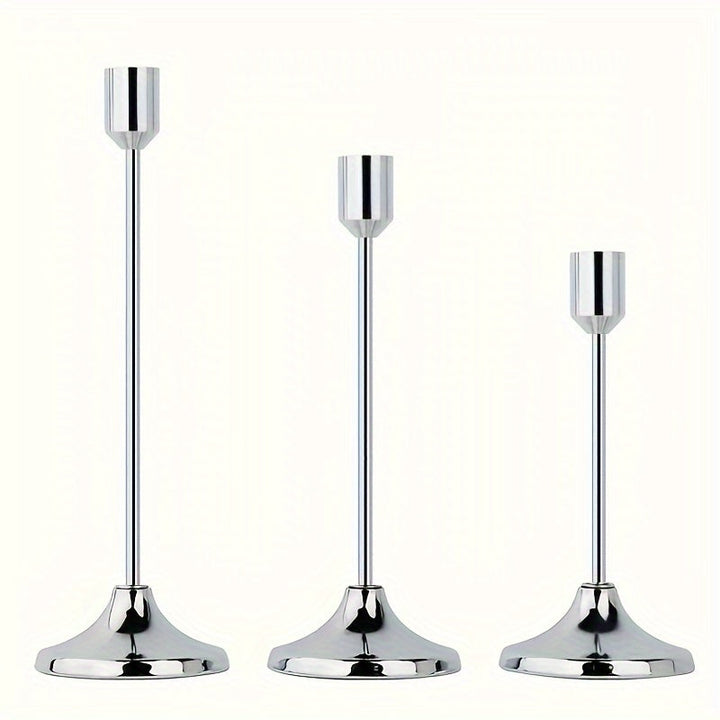 3 piezas de elegantes candelabros de metal, acabado dorado y oro rosa, decoración multiocasión para mesa festiva - Perfecto para Navidad, Halloween, Pascua, Hanukkah, Acción de Gracias, bodas, banquetes, fiestas, decoración del hogar y hoteles, duradero,