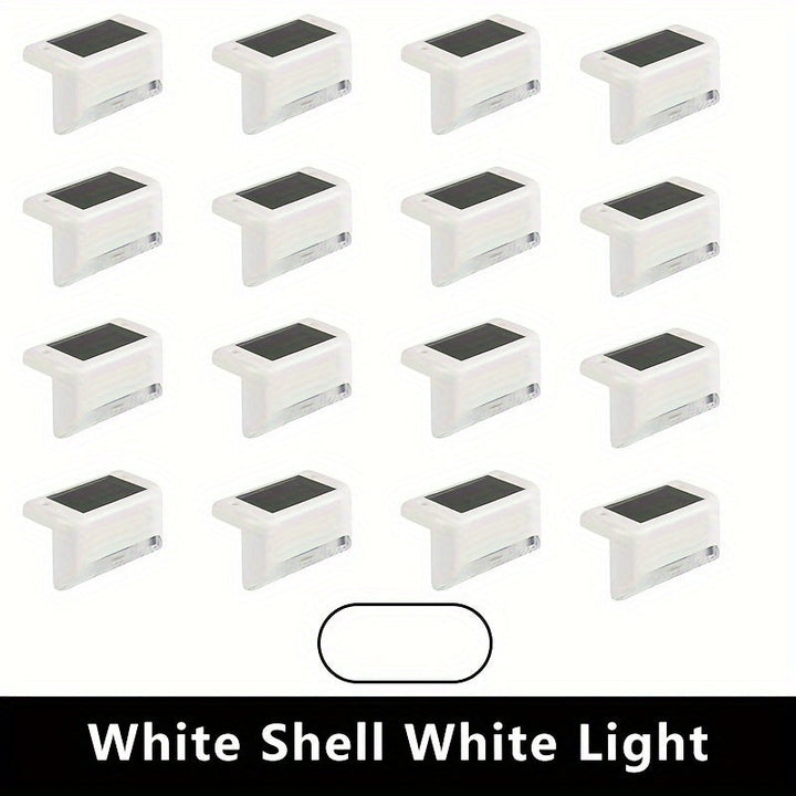 16 luces solares para exteriores - Luces LED solares para escaleras, barandales, patios y caminos, con batería de níquel, control de cadena, eficiencia energética, iluminación exterior moderna y duradera