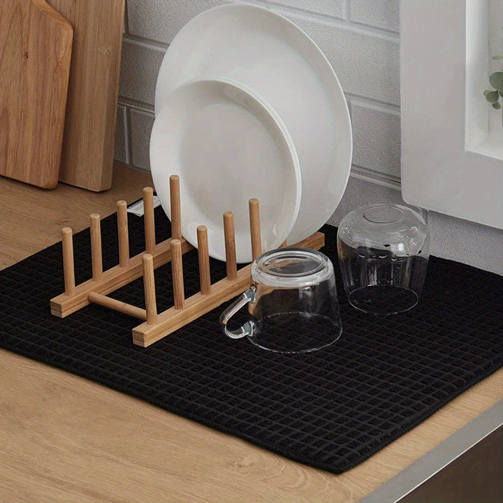1 pieza, Alfombrilla de drenaje, Tapete de secado de platos de microfibra, Escurridor de platos súper absorbente para cocina, Alfombrilla de secado negra, Reversible y de secado rápido, Suministros de cocina